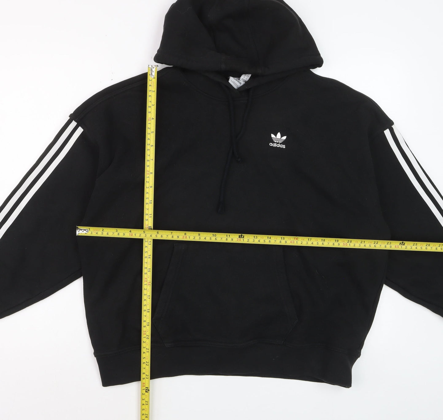 Adidas Womens Black Pullover Hoodie Size 4 Cotton Long Sleeve Casual