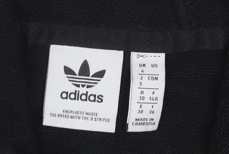 Adidas Womens Black Pullover Hoodie Size 4 Cotton Long Sleeve Casual