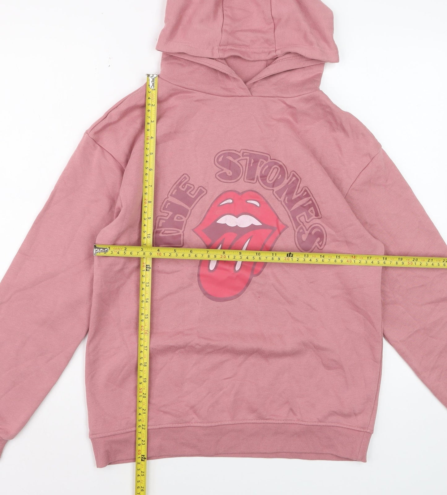 The Rolling Stones Girls Pink Pullover Hoodie 13-14 Years Graphic Print
