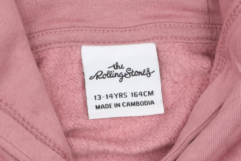 The Rolling Stones Girls Pink Pullover Hoodie 13-14 Years Graphic Print