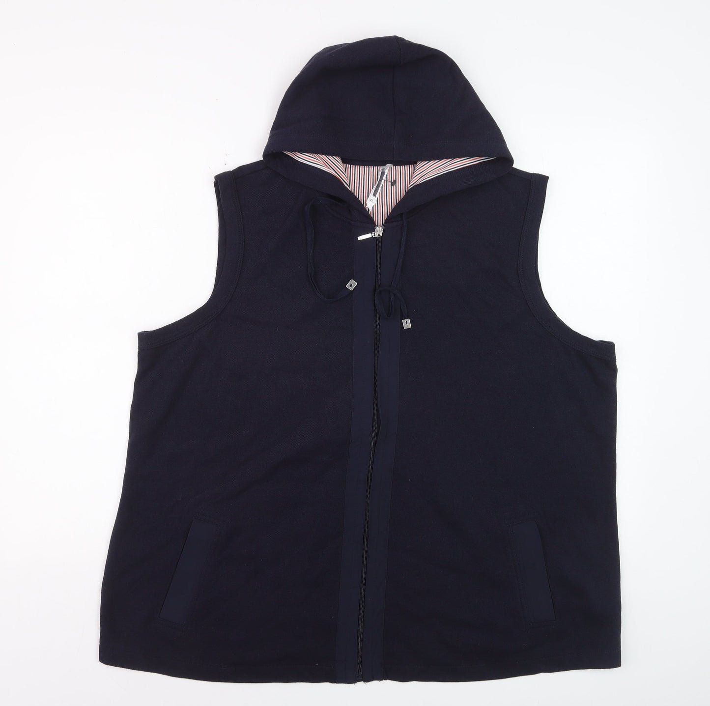 BM Women's Navy XL Sleeveless Full Zip Hoodie Vest