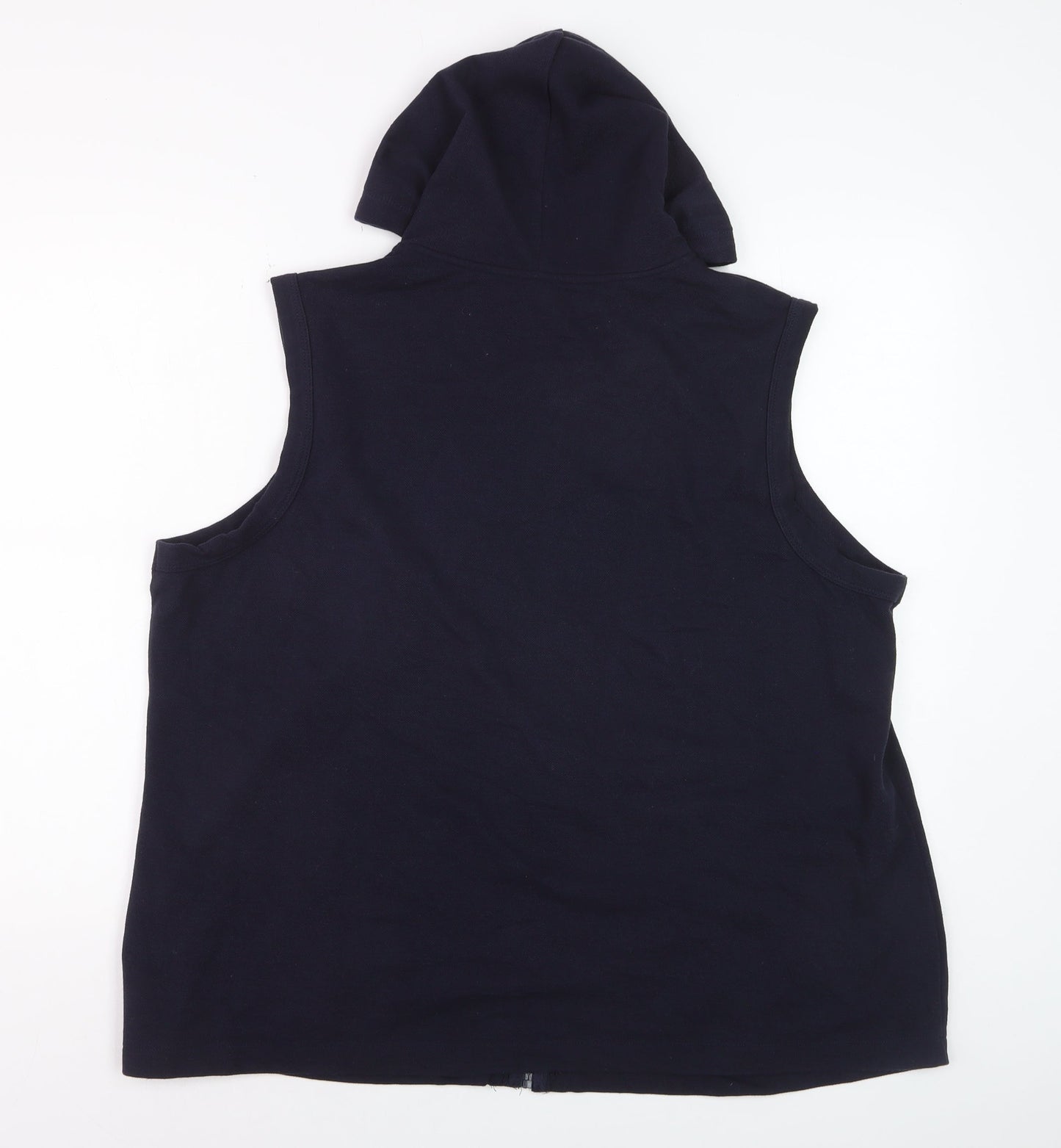 BM Women's Navy XL Sleeveless Full Zip Hoodie Vest