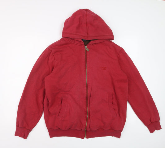 Cotton Traders Men's Red Full Zip Fleece Lined Hoodie Size M