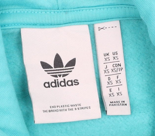 Adidas Womens XS Blue Pullover Hoodie Cotton Blend Casual