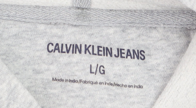 Calvin Klein Jeans Womens Grey Hoodie L Pullover Cotton Blend