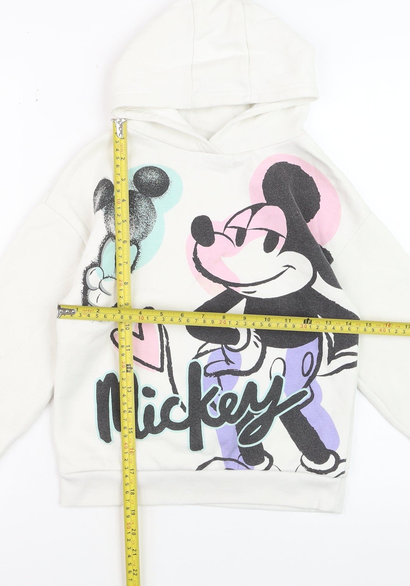 Disney Girls White Mickey Mouse Graphic Pullover Hoodie 8-9 Years