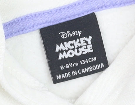 Disney Girls White Mickey Mouse Graphic Pullover Hoodie 8-9 Years