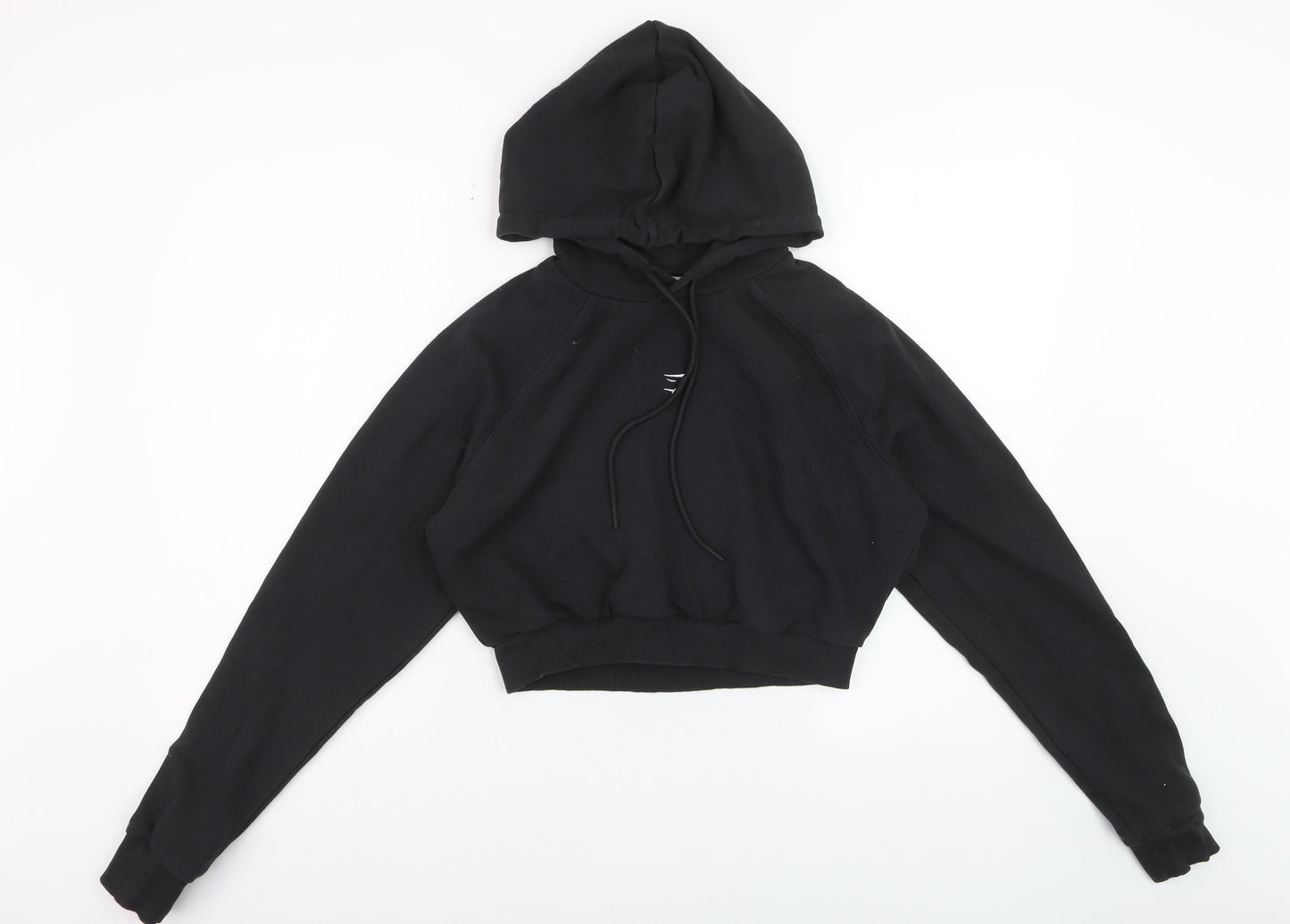 Gymshark Womens Black Cropped Pullover Hoodie Size M Cotton Blend