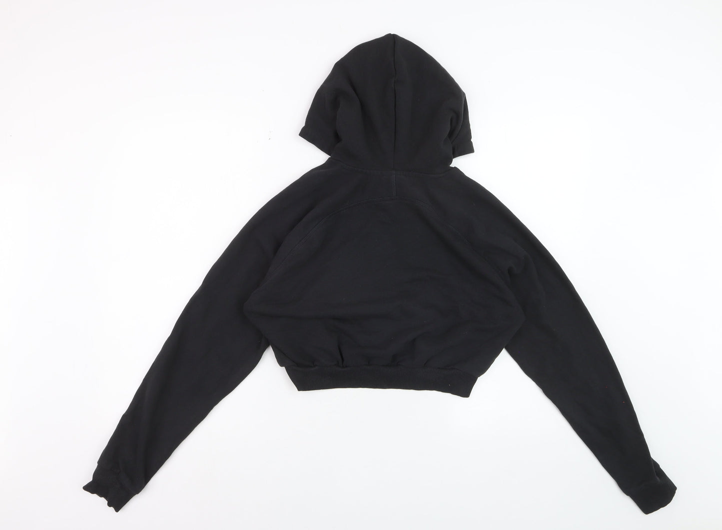 Gymshark Womens Black Cropped Pullover Hoodie Size M Cotton Blend