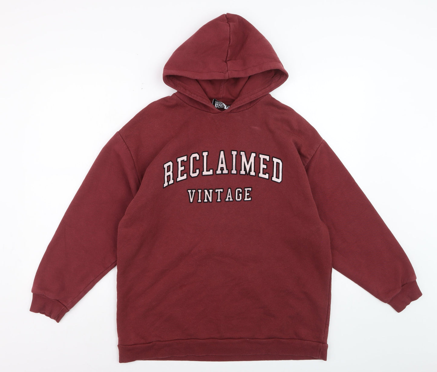 Reclaimed Vintage Women's Burgundy Pullover Hoodie UK 6 Cotton Blend