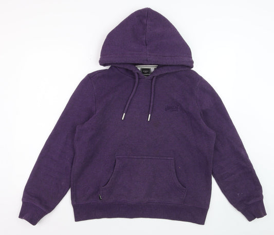 Superdry Women's Purple Pullover Hoodie UK 14 Cotton Blend