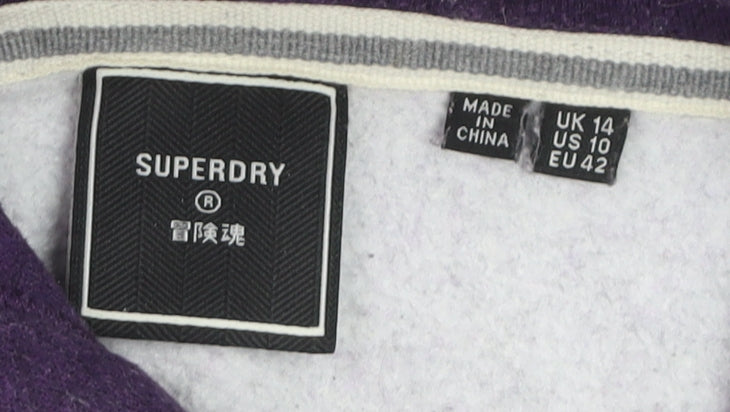 Superdry Women's Purple Pullover Hoodie UK 14 Cotton Blend
