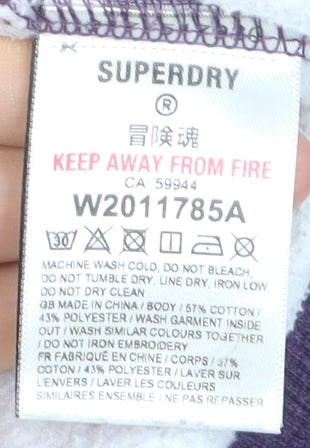 Superdry Women's Purple Pullover Hoodie UK 14 Cotton Blend