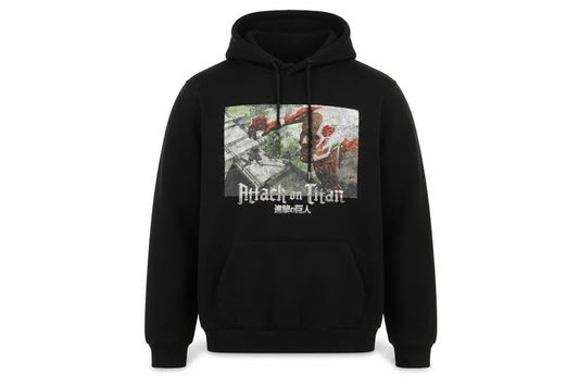 Bershka Men’s Black Attack on Titan Hoodie, Size M, Pullover Anime Graphic