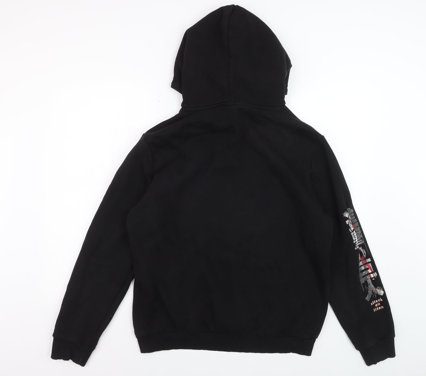 Bershka Men’s Black Attack on Titan Hoodie, Size M, Pullover Anime Graphic