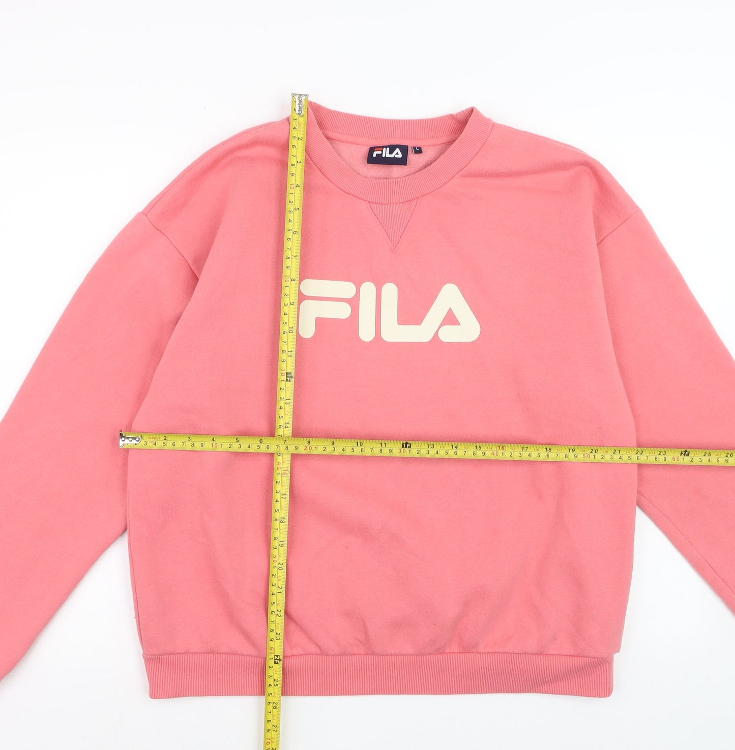 Fila Womens Pink Logo Pullover Sweatshirt Size L Casual Style