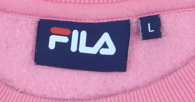 Fila Womens Pink Logo Pullover Sweatshirt Size L Casual Style