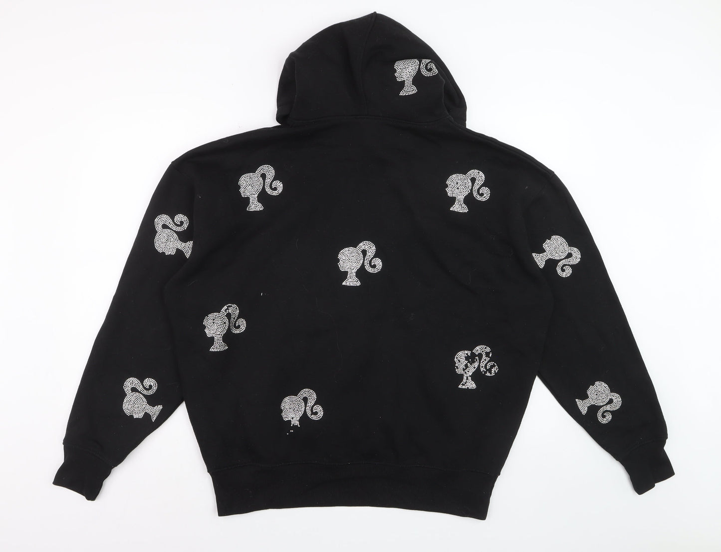Barbie Womens Black UK 8 Pullover Hoodie with Rhinestone Accents