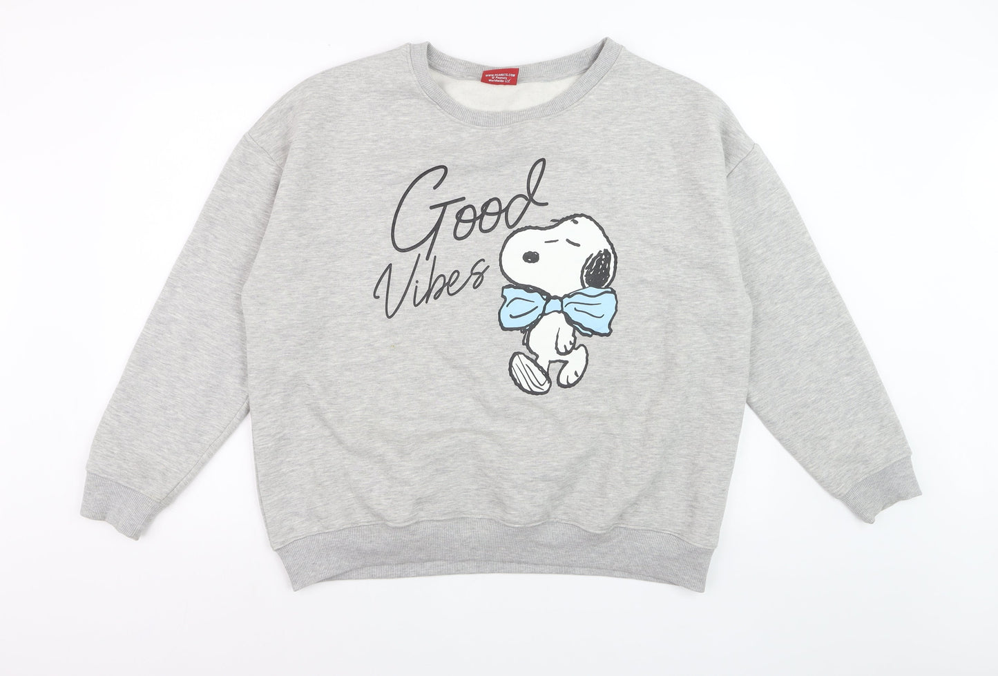 Peanuts Women Grey Snoopy Good Vibes Sweatshirt XL Casual