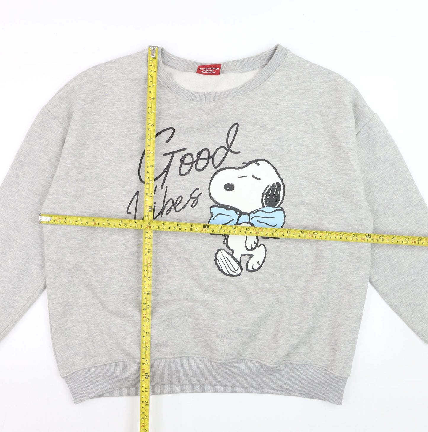 Peanuts Women Grey Snoopy Good Vibes Sweatshirt XL Casual