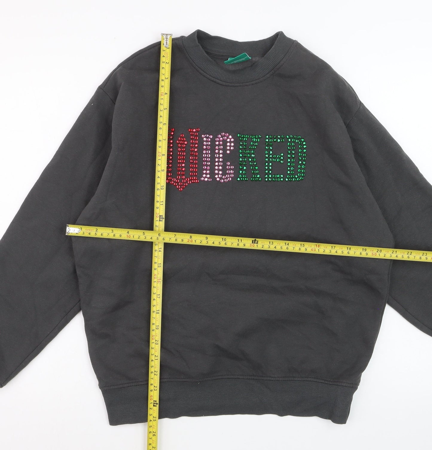 Primark Wicked Womens Black Rhinestone Pullover Sweatshirt XS