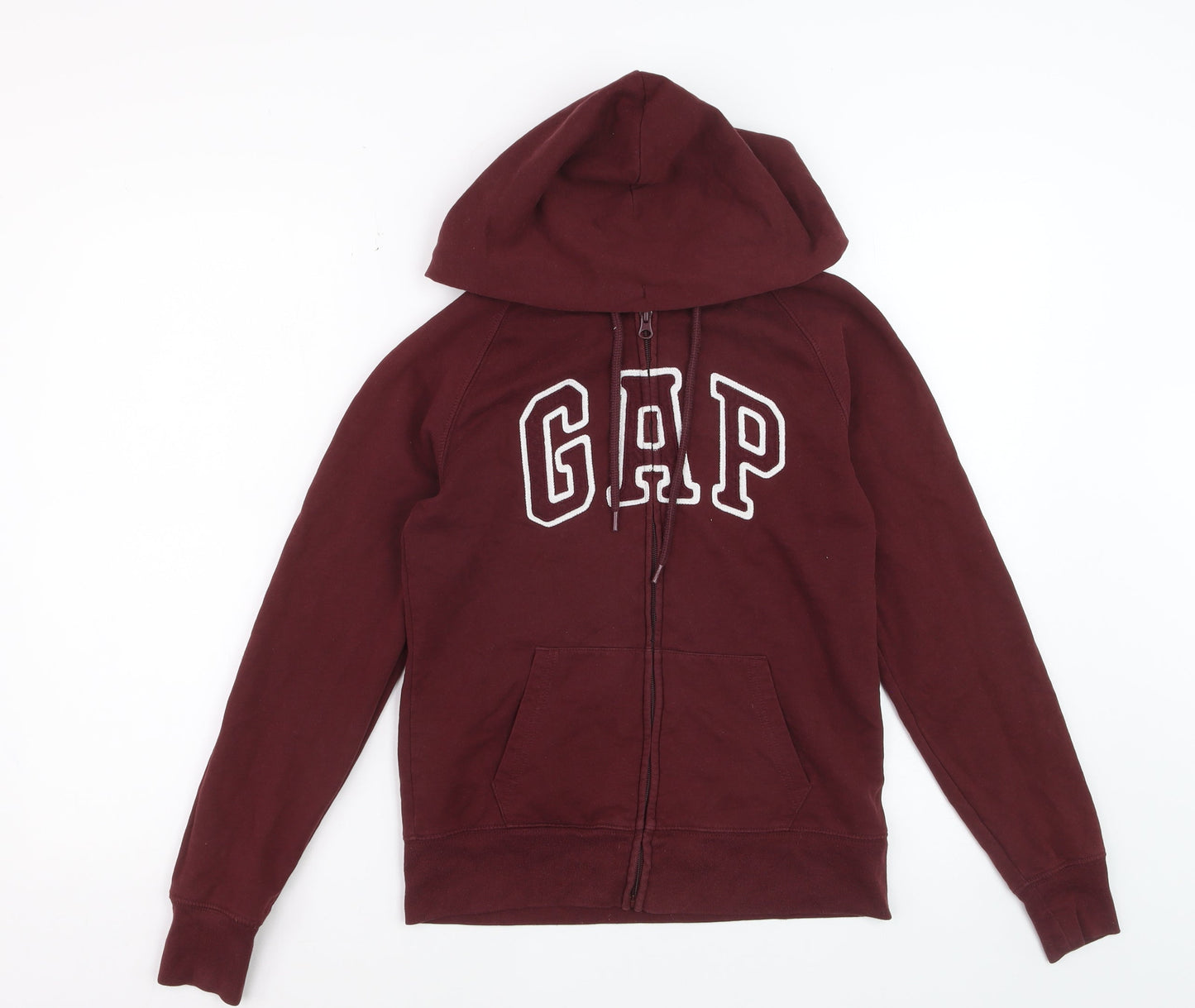GAP Womens Burgundy Full Zip Hoodie Small Cotton Logo Casual