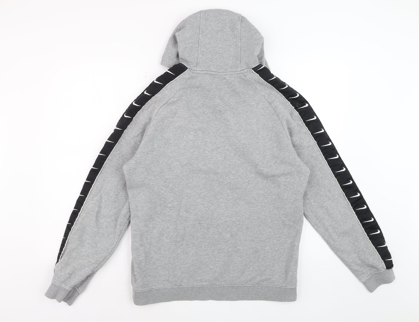 Nike Women Grey Hoodie Medium Pullover Sportswear Logo Tape Trim
