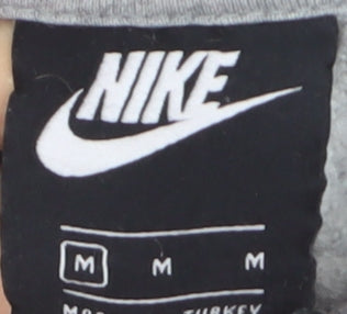 Nike Women Grey Hoodie Medium Pullover Sportswear Logo Tape Trim