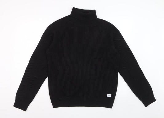 Jack & Jones Men’s Black Roll Neck Ribbed Knit Jumper Size M