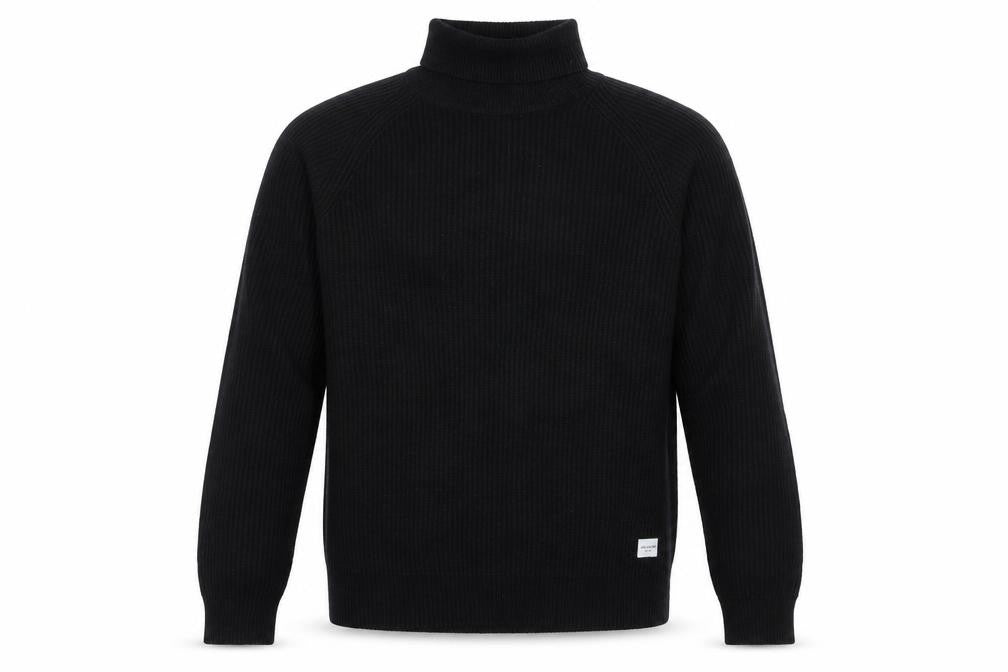 Jack & Jones Men’s Black Roll Neck Ribbed Knit Jumper Size M
