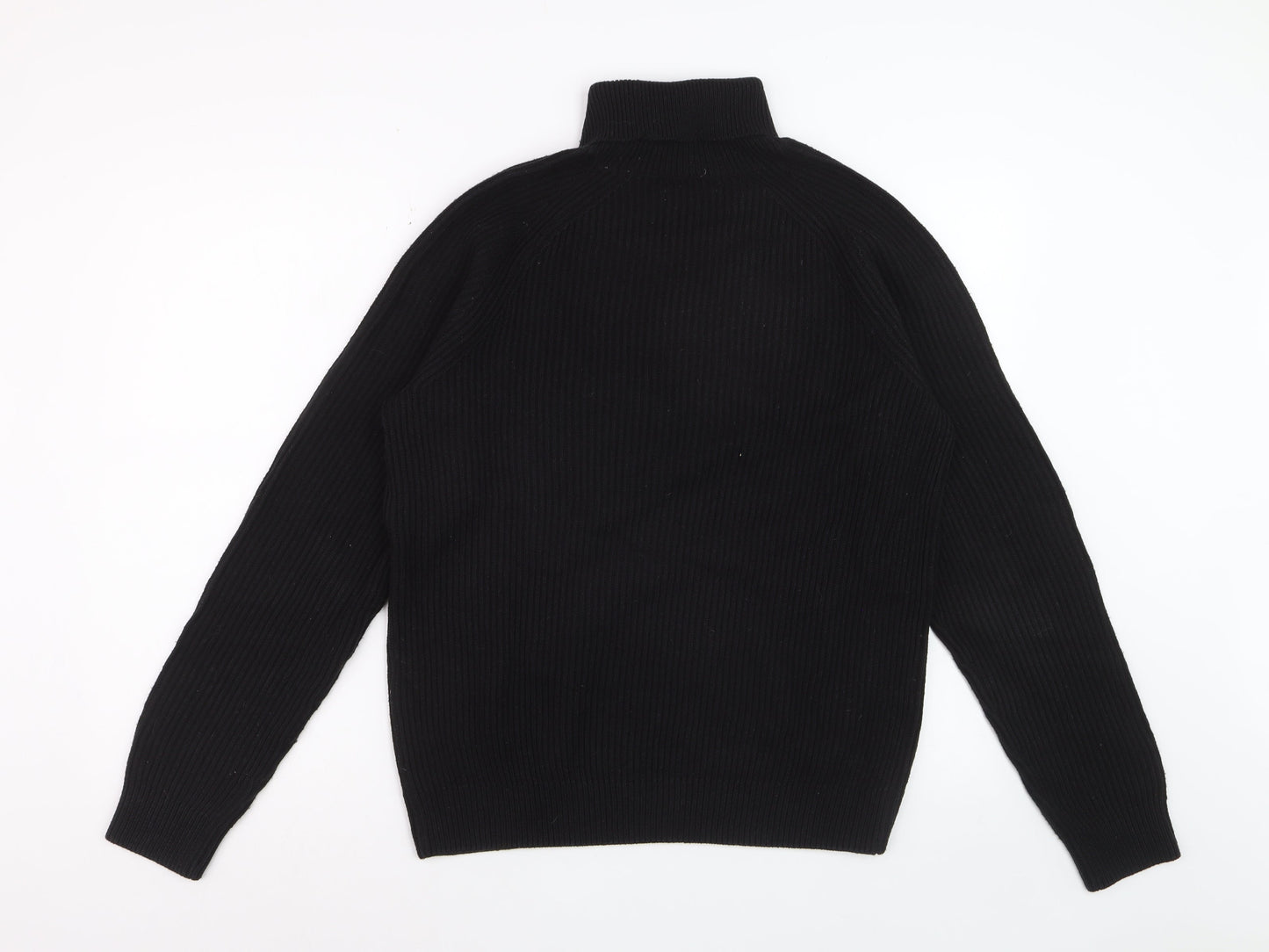Jack & Jones Men’s Black Roll Neck Ribbed Knit Jumper Size M