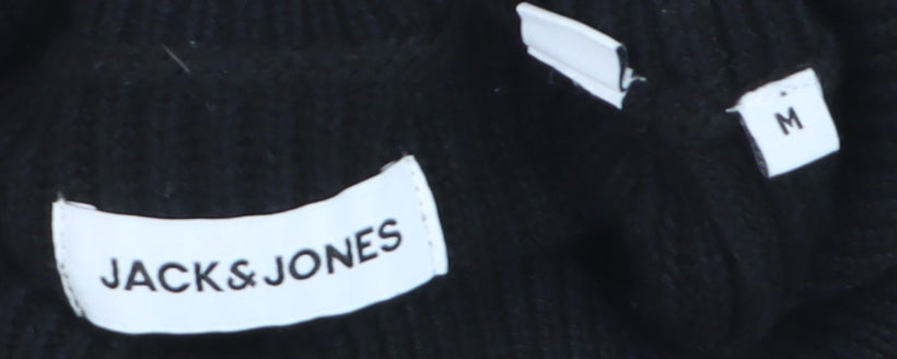 Jack & Jones Men’s Black Roll Neck Ribbed Knit Jumper Size M