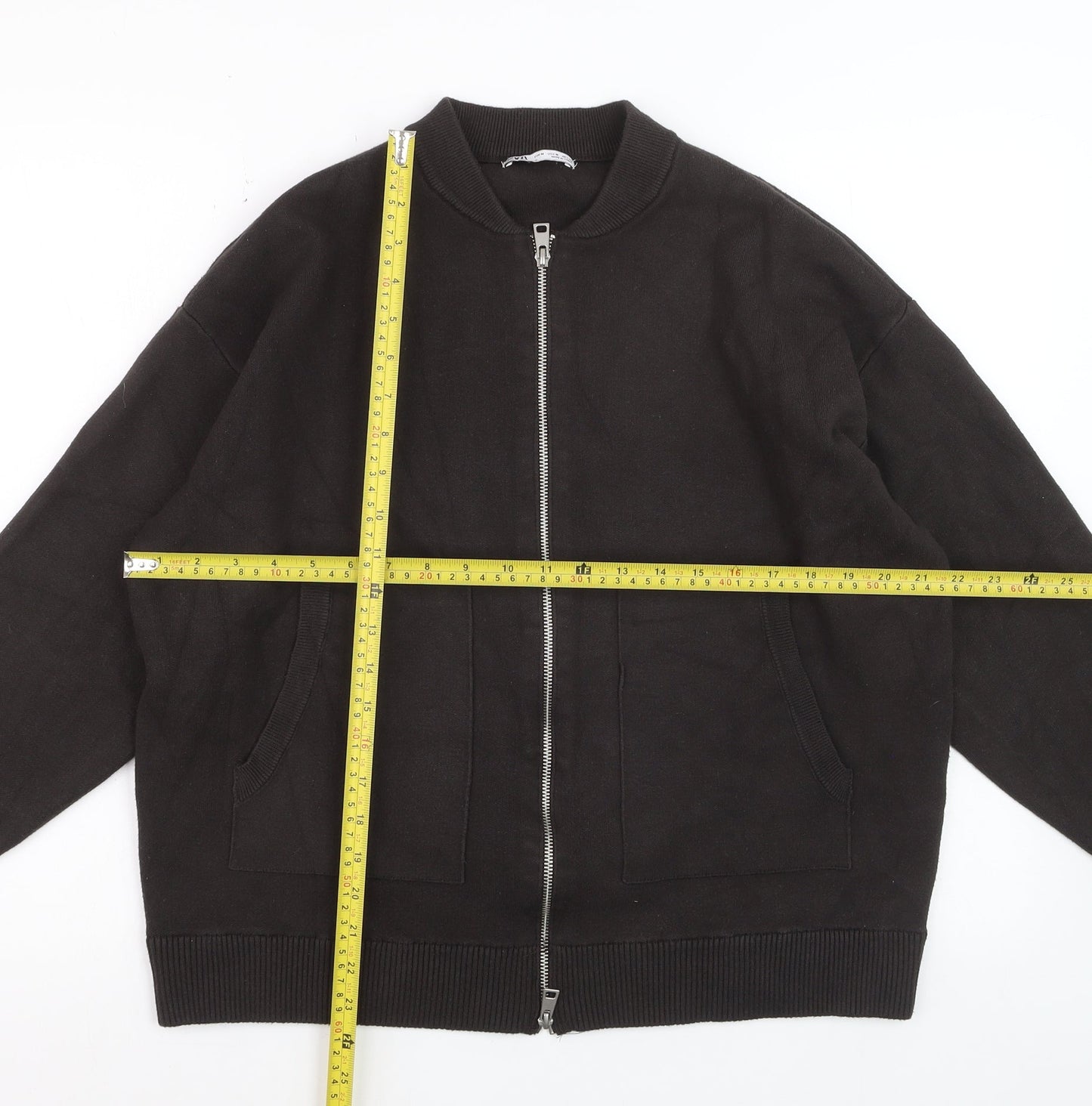 Zara Men's Black Bomber Jacket Size M Viscose Blend Casual