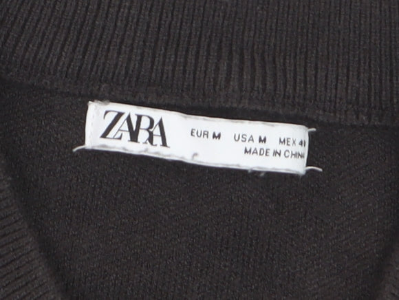 Zara Men's Black Bomber Jacket Size M Viscose Blend Casual