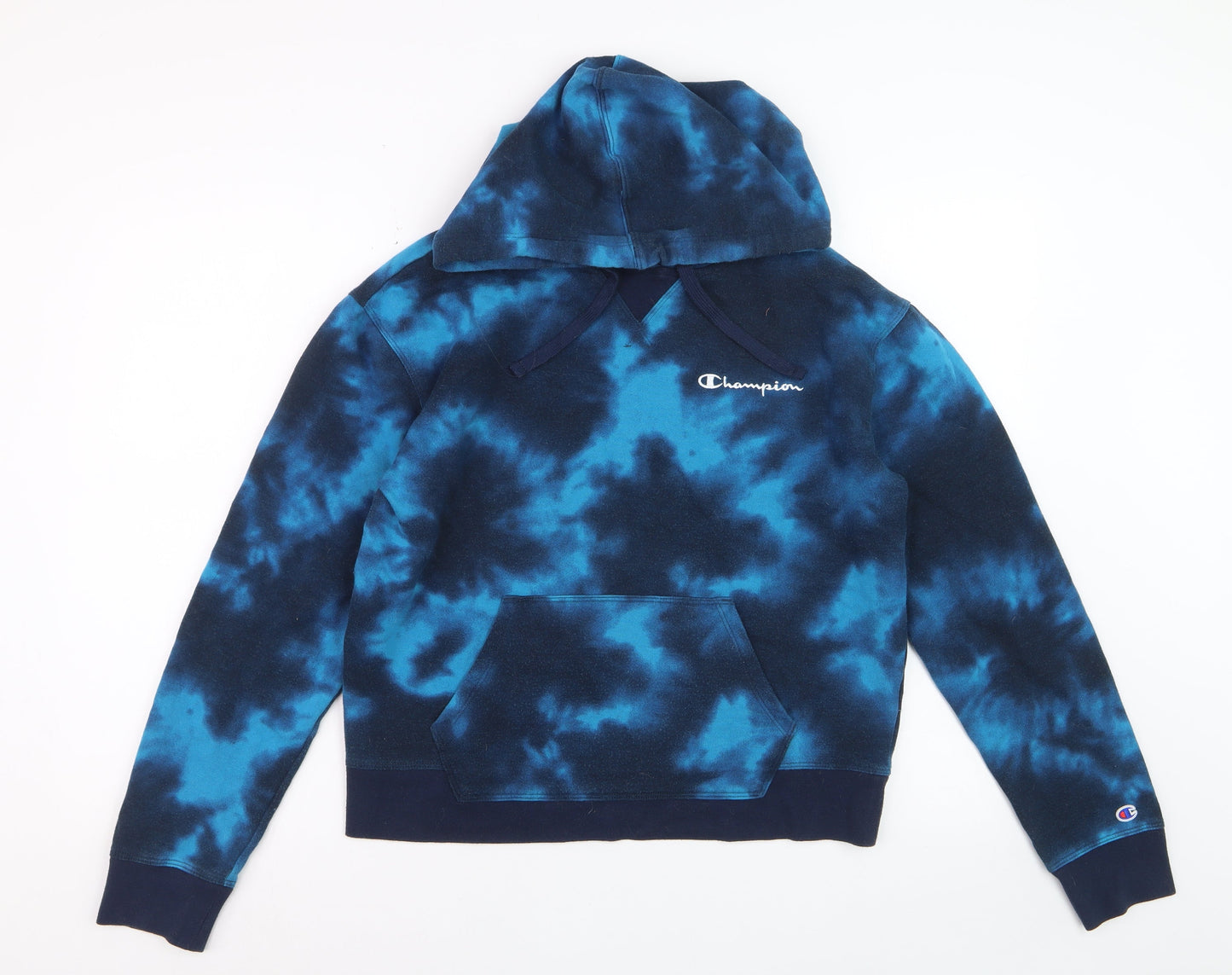 Champion Women's Blue Tie-Dye Pullover Hoodie Size M Cotton Blend
