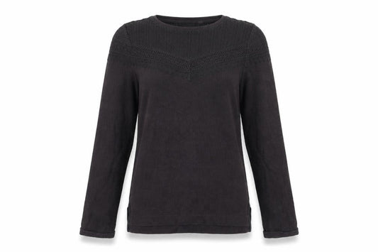 FatFace Women's Black Cotton Blend Lace Knit Jumper Size 8