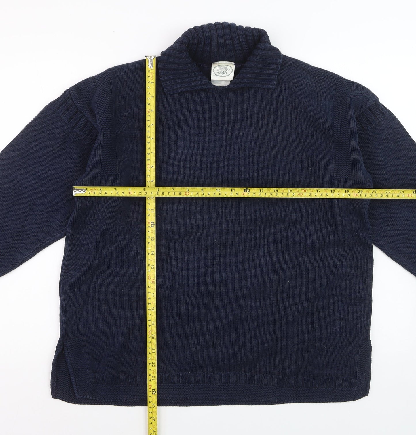 Laura Ashley Women's Blue Collared Cotton Pullover Jumper M