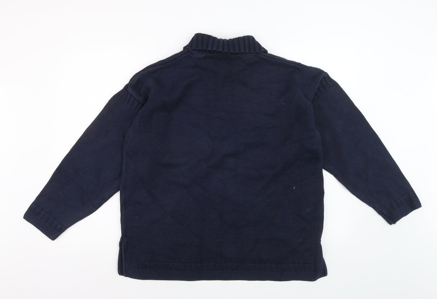 Laura Ashley Women's Blue Collared Cotton Pullover Jumper M
