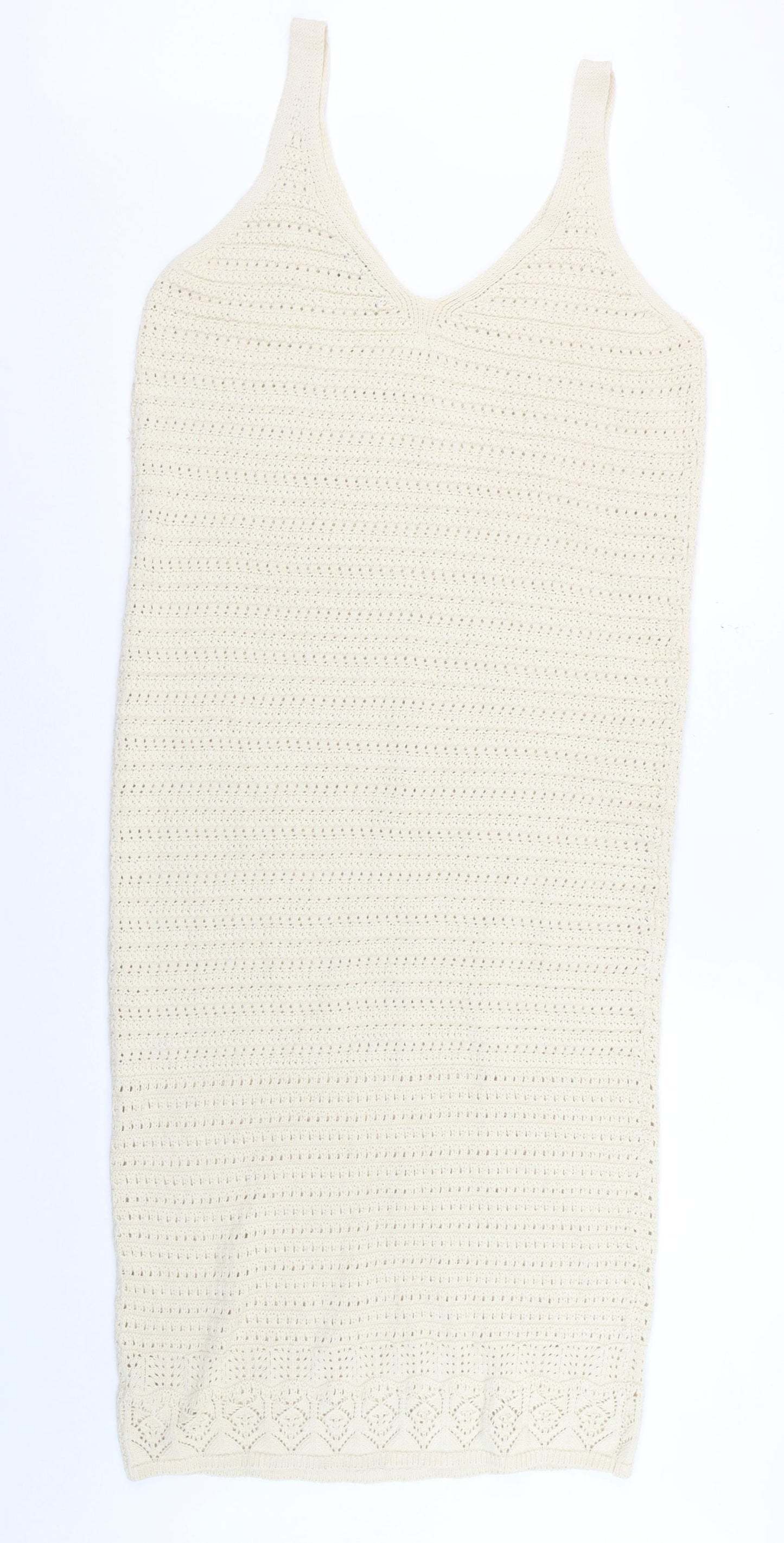 F&F Women’s Beige Crochet Midi Slip Dress Size M