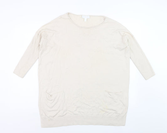 The White Company Women's Beige Tunic Jumper Size S Relaxed Knit