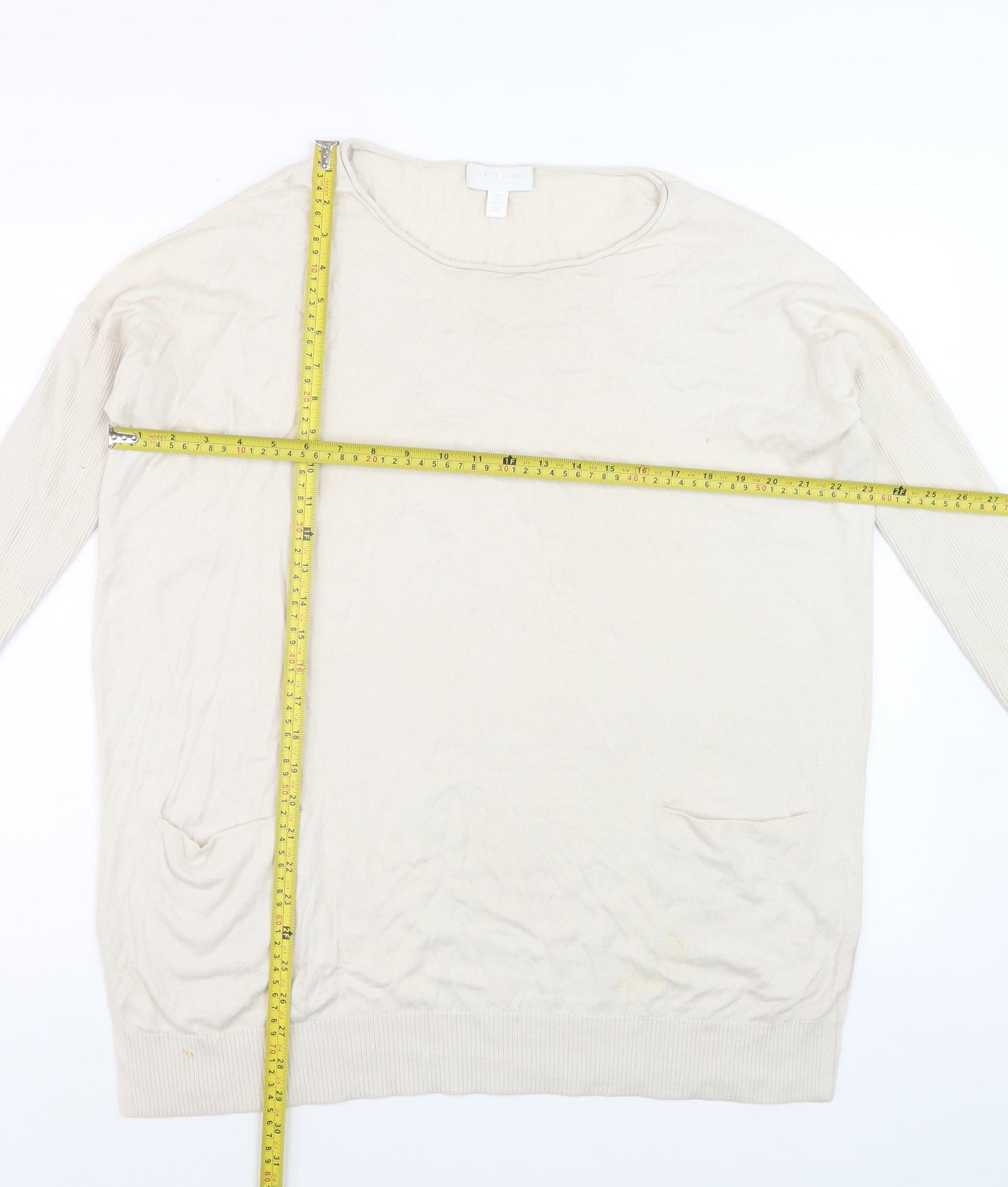 The White Company Women's Beige Tunic Jumper Size S Relaxed Knit