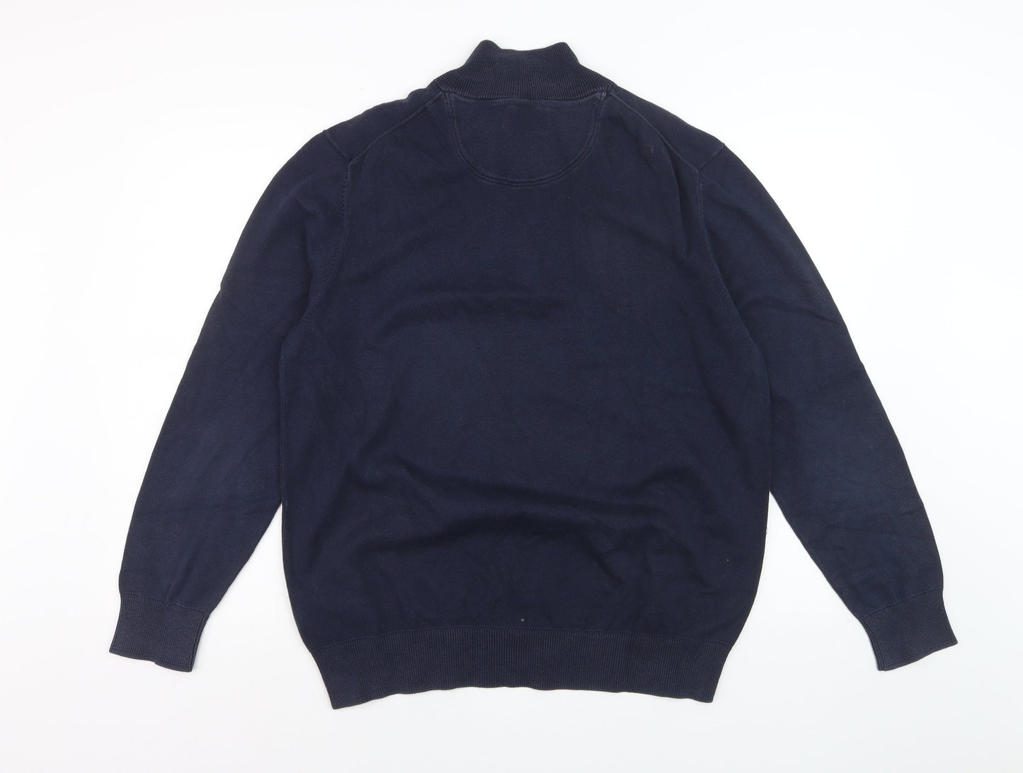 Timberland Men's Blue Cotton 1/2 Zip High Neck Jumper Size L