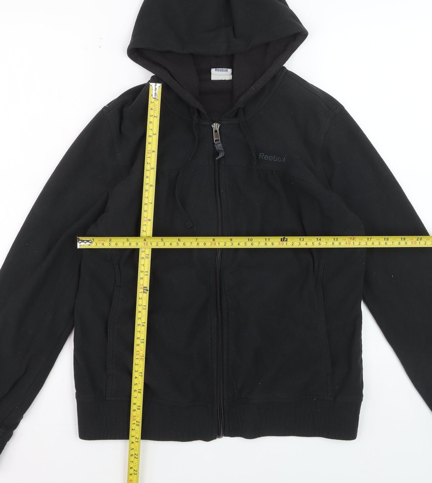 Reebok Women's Black Full Zip Hoodie L Size Casual Sportswear