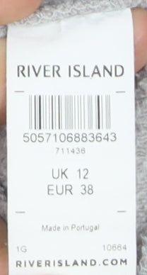 River Island Womens Grey Fur Trim Hoodie UK 12 Pullover Cotton Blend