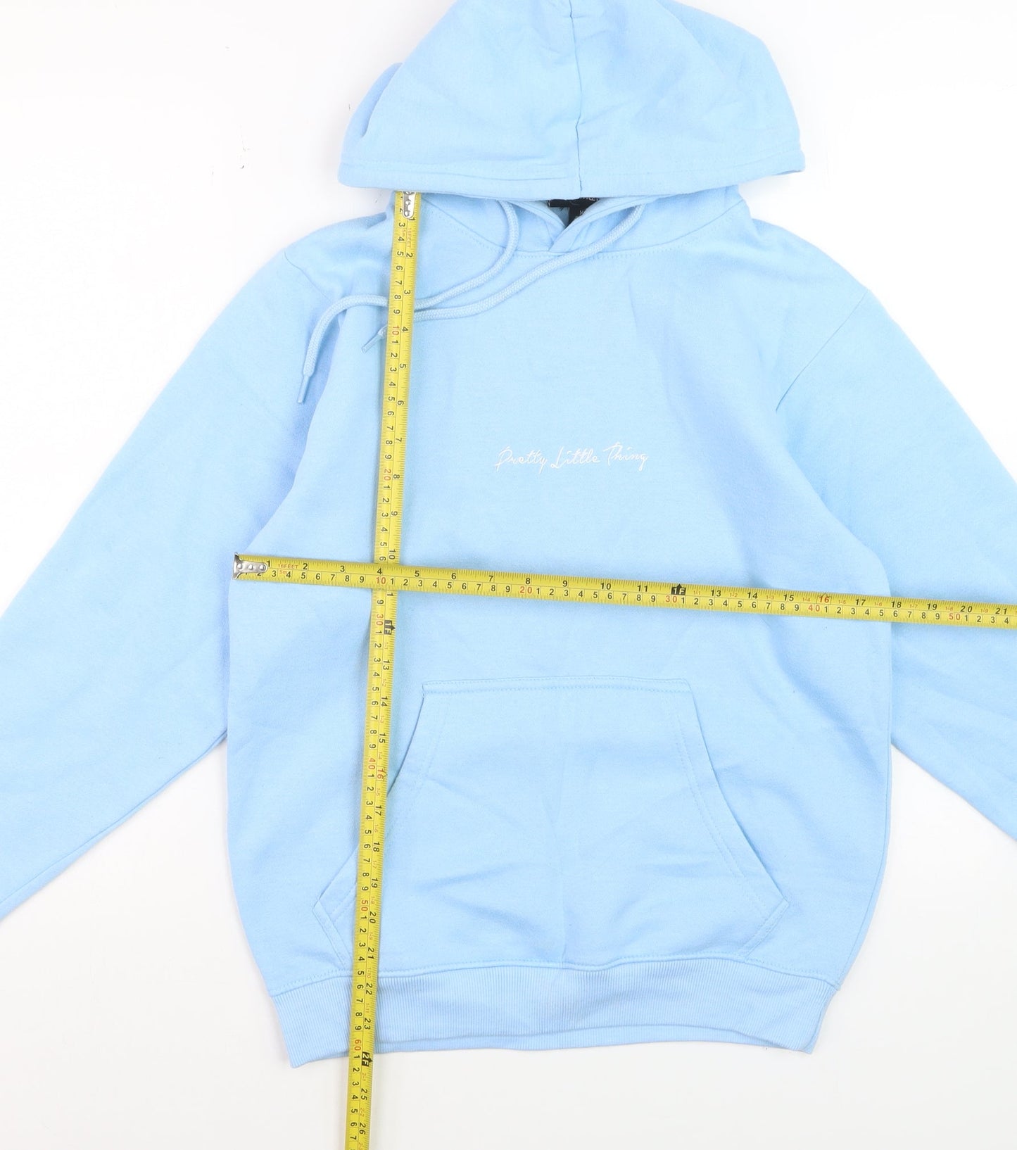 PrettyLittleThing Women’s Blue Pullover Hoodie XS Cotton Blend