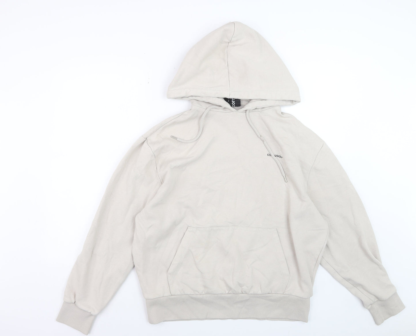 Collusion Men's Beige Pullover Hoodie Medium Regular Fit