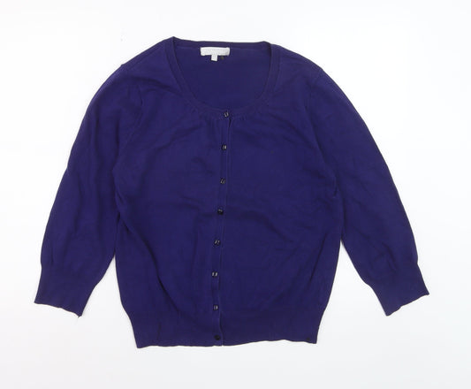 Red Herring Women's Blue Cotton Blend Button Cardigan Size 12