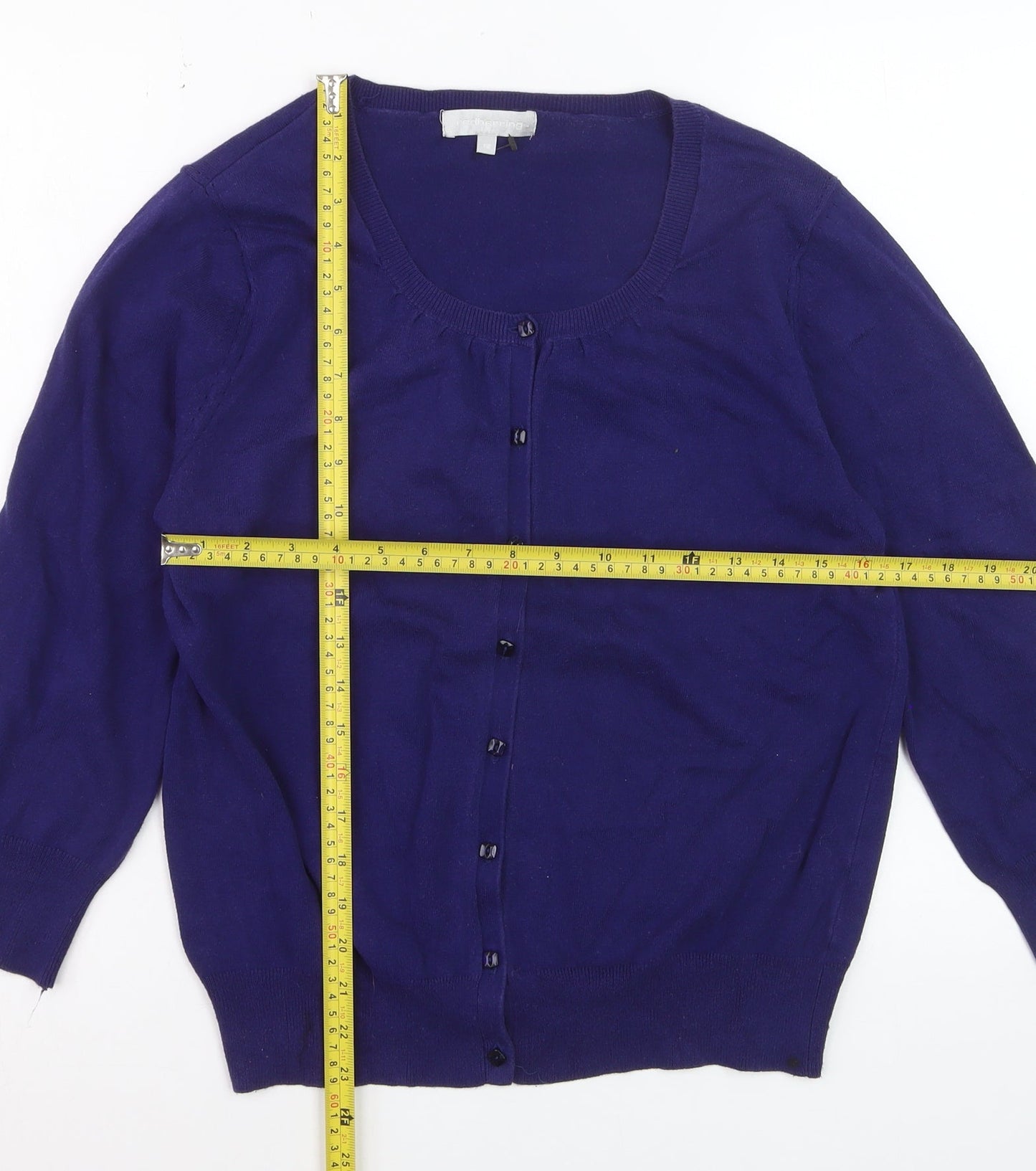 Red Herring Women's Blue Cotton Blend Button Cardigan Size 12