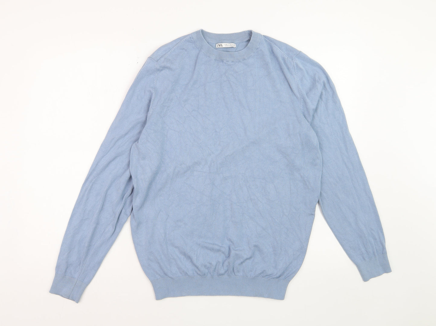 Zara Women Blue Crew Neck Long Sleeve Pullover Jumper Size 12