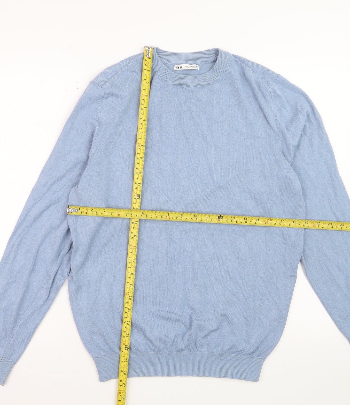 Zara Women Blue Crew Neck Long Sleeve Pullover Jumper Size 12
